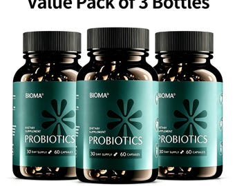 3 Pack BIOMA Probiotic Capsules, 60ct Each, Gut Health & Digestive Support Supplement
