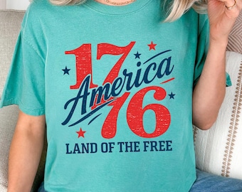 America 1776 Comfort Colors Shirt, Land of the Free Tee, Patriotic USA Shirt, Fourth of July Graphic Tee, Freedom Shirt