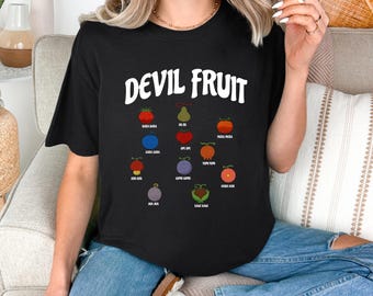 Comfort Colors Devil Fruits Shirt, Anime Inspired Graphic Tee, Pirate Adventure Shirt, Manga Fan Gift, Geek Apparel