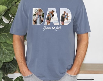 Comfort Colors Personalized Dad Shirt, Custom Photo Dad Tee, Father's Day Gift for Dad, Vintage Family Shirt, Custom Name Comfort Colors