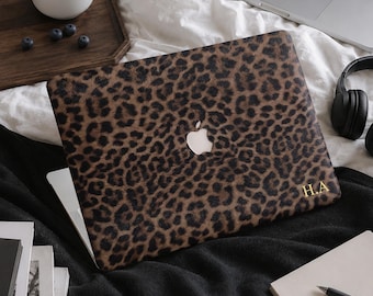 Retro Leopard Print Leather MacBook Case Protective Case For 2026 Neo 13 Air 15/13 A3449, Mac Pro 16/15/14 /13 inch, Laptop Cover