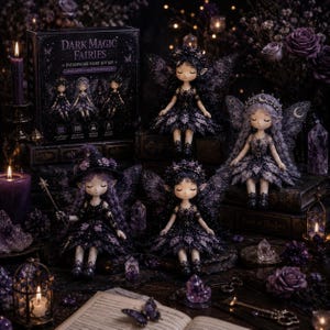 Dark Magic Fairies DIY Sewing Kit: 4 Gothic Patchwork Dolls