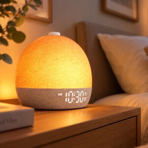 Budzik Sunrise z białym szumem, lampką nocną RGB i timerem uśpienia
