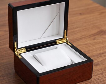 Caja de joyería de madera con tapa magnética, estuche minimalista para guardar recuerdos, organizador de escritorio.