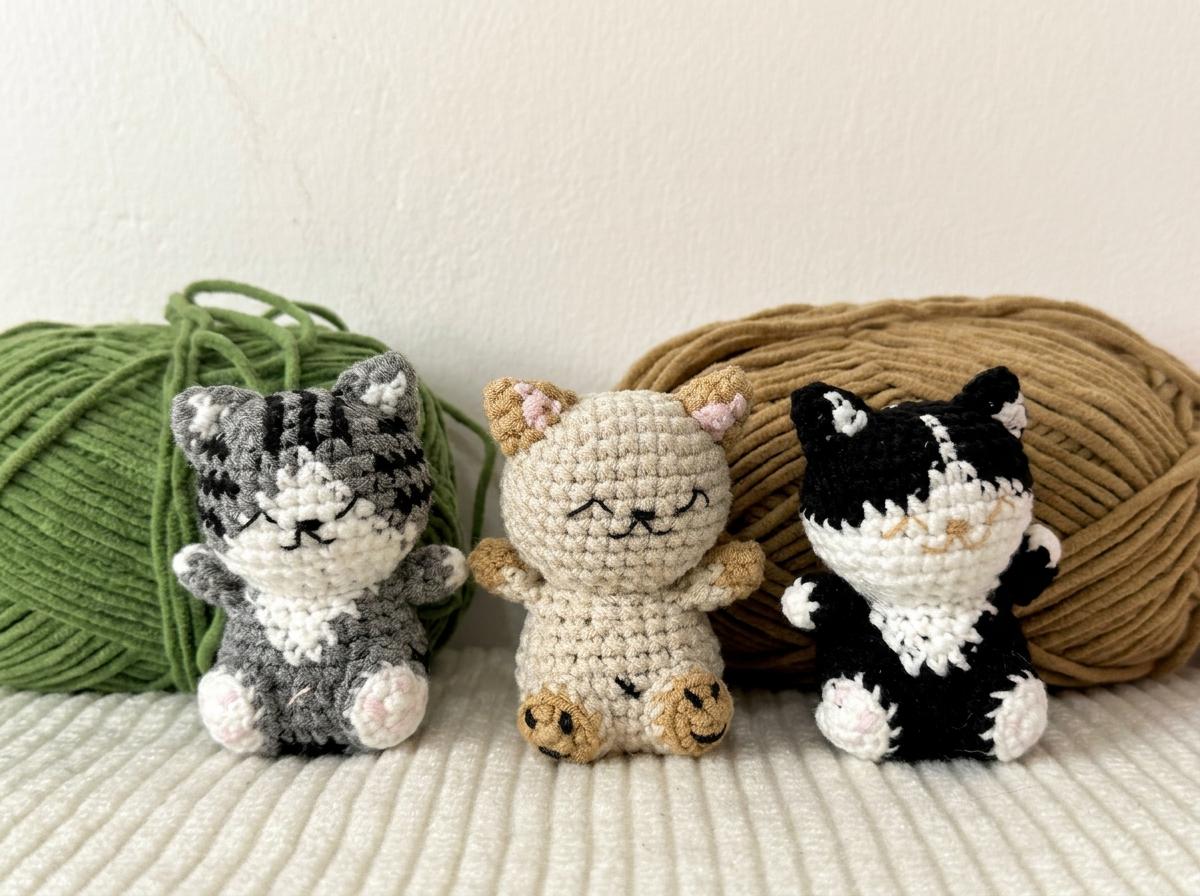 30 Tiny Amigurumi Patterns to Crochet, From Cats and Frogs to Mini Bundles 3 Tiny Amigurumi Cat Crochet Pattern