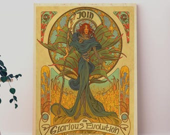 Viktor Arcane Art Nouveau Poster, League of Legends Fan Art, Gaming Room Wall Decor, Art Print