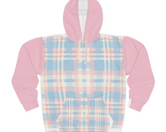 Pastel Plaid Hoodie | Pink Blue Plaid Pullover