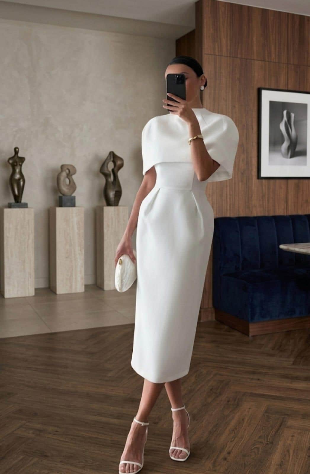 formal white dress canada Spring Summer New Elegant Formal Party Dress Lace Puff Sleeve White Slim Sheath Pencil Dresses Office Lady Work