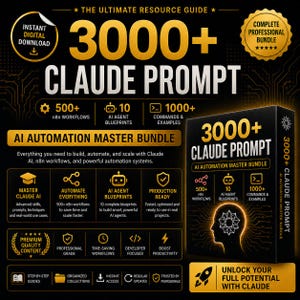 AI Automation Master Bundle, 3,000+ Claude Prompts, 500+ n8n Workflows ,PLR & MRR