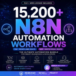 15 200+ n8n Automation Workflows-paket, AI-affärsmallar (digital nedladdning)
