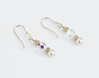 Tiny Pearl and Crystal Earrings