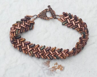 Copper herringbone bracelet