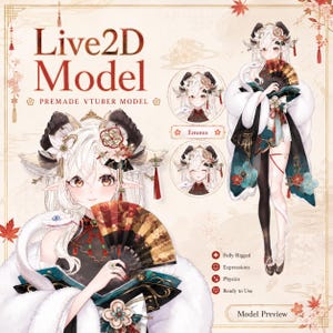 Färdig Live2D Vtuber-modell: Klar att använda, kompatibel med VTubeStudio