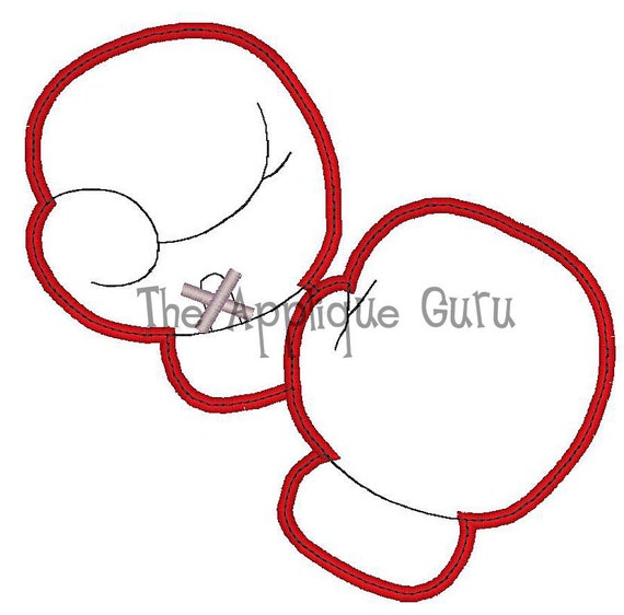 Boxing Gloves Applique Machine Embroidery Design Etsy