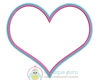 Simple Heart  Applique Machine Embroidery Design