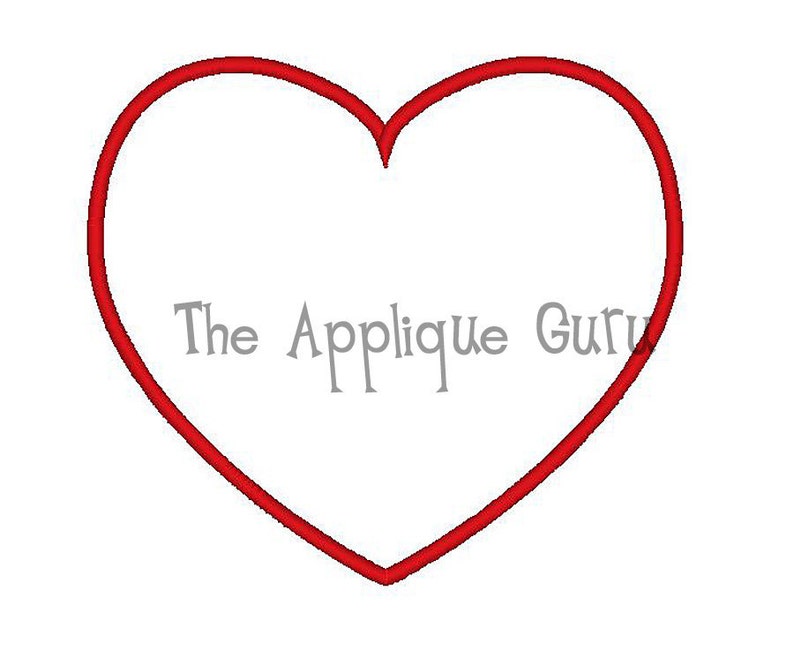 Simple Heart Applique Machine Embroidery Design image 1