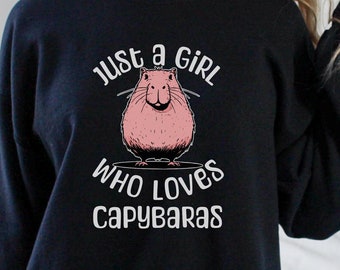 Pink Capybara Sweatshirt For Girls Who Love Capybaras Whimsical Rodent Illustration Sweater Adorable Capybara Top