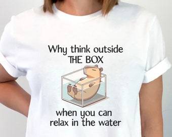 Chill Capybara Water Box Tee | Outside the Box Shirt | Creative Animal T-Shirt | Perfect for Capybara  Lovers | Capybara  Tshirt