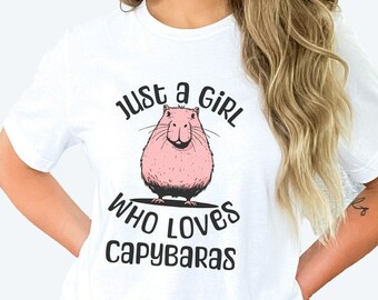 Pink Capybara Shirt For Girls Who Love Capybaras Whimsical Rodent Illustration T-Shirt Adorable Capybara Tee