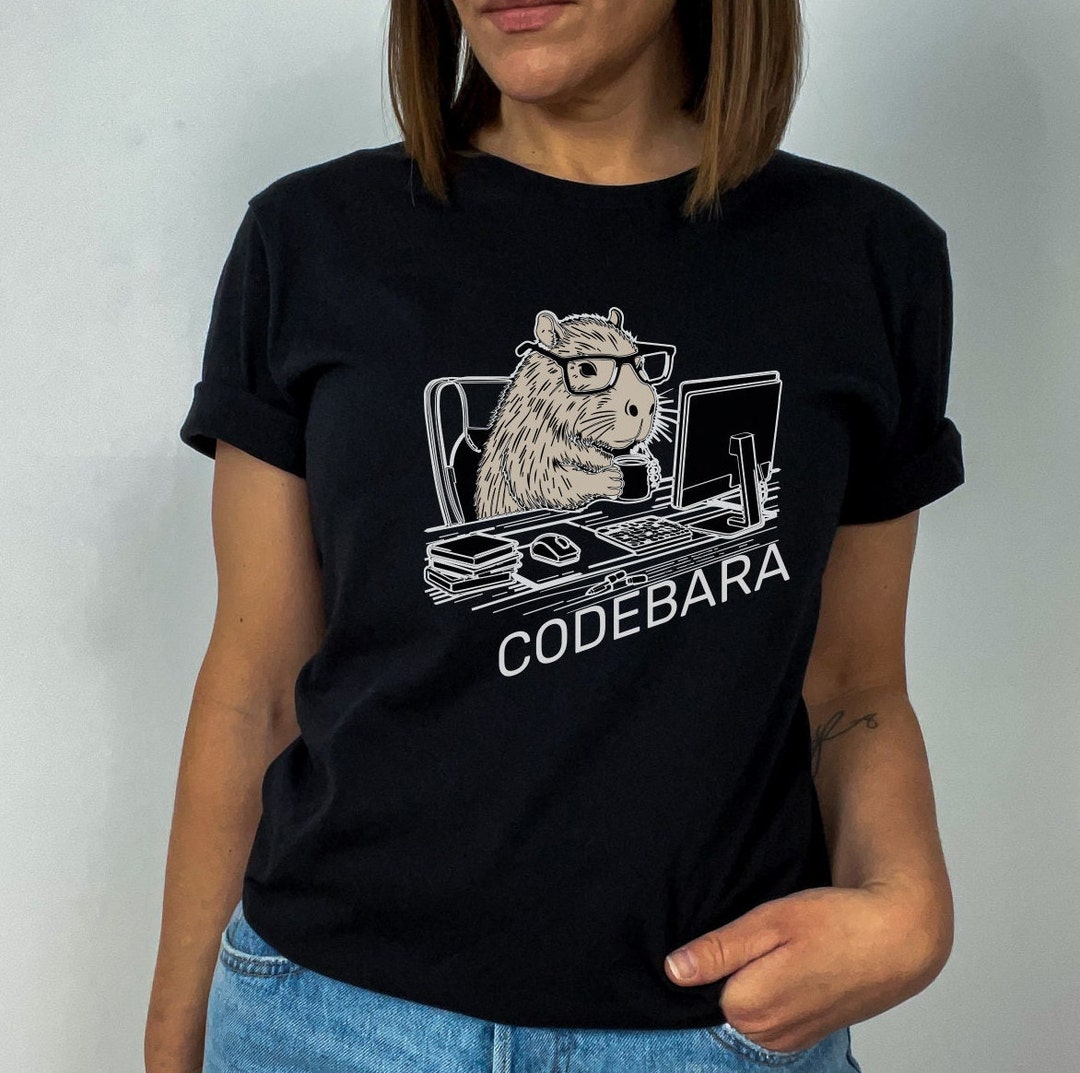 Programmer Capybara T-sdirt Coder Line Art Tee Capybara T-shirt Funny ...