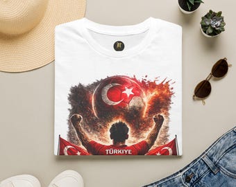 Türkiye Football Fan T-Shirt, Türkiye Flag Supporter Design, Turkey Football Fan Merchandise