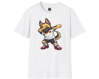 Germany Football Fan Dog T-Shirt, Dabbing German Shepherd in Germany Jersey