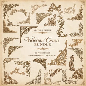 Victorian Corners PNG Bundle, Rococo Floral Frames, Vintage Borders (Digital Download)