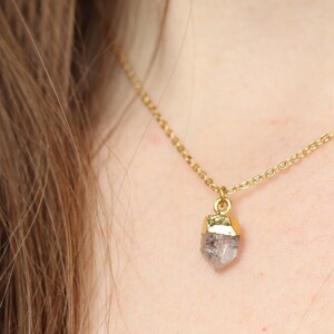 Herkimer Diamond Crystal Necklace, Crystal Point Gold Pendant, Dainty Crystal Necklace, Natural Crystal Jewellery, Gold Crystal Necklace UK image 7