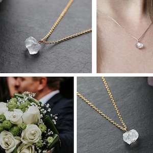 Bridal Necklace, Clear Quartz Crystal Gold Necklace for Bride, Wedding Jewellery, Delicate Bridal Jewellery, Delicate Gold-filled Necklace image 1