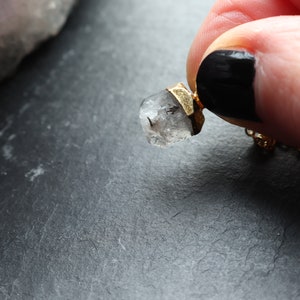 Herkimer Diamond Crystal Necklace, Crystal Point Gold Pendant, Dainty Crystal Necklace, Natural Crystal Jewellery, Gold Crystal Necklace UK image 5