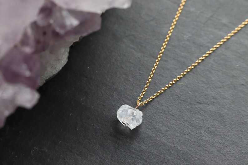 Bridal Necklace, Clear Quartz Crystal Gold Necklace for Bride, Wedding Jewellery, Delicate Bridal Jewellery, Delicate Gold-filled Necklace image 4