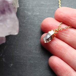 Herkimer Diamond Crystal Necklace, Crystal Point Gold Pendant, Dainty Crystal Necklace, Natural Crystal Jewellery, Gold Crystal Necklace UK image 8