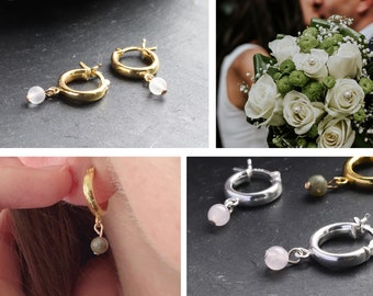 Bridal Earrings, Chunky Huggie Earrings, Crystal Earrings, Hoop Charm Earrings, Ear Cuff, Statement Wedding Jewellery, Silver, Gold Vermeil