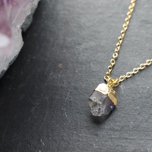 Herkimer Diamond Crystal Necklace, Crystal Point Gold Pendant, Dainty Crystal Necklace, Natural Crystal Jewellery, Gold Crystal Necklace UK image 9