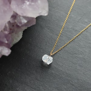 Bridal Necklace, Clear Quartz Crystal Gold Necklace for Bride, Wedding Jewellery, Delicate Bridal Jewellery, Delicate Gold-filled Necklace image 8