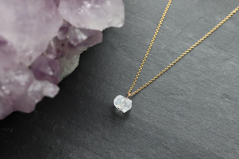 Bridal Necklace, Clear Quartz Crystal Gold Necklace for Bride, Wedding Jewellery, Delicate Bridal Jewellery, Delicate Gold-filled Necklace image 8