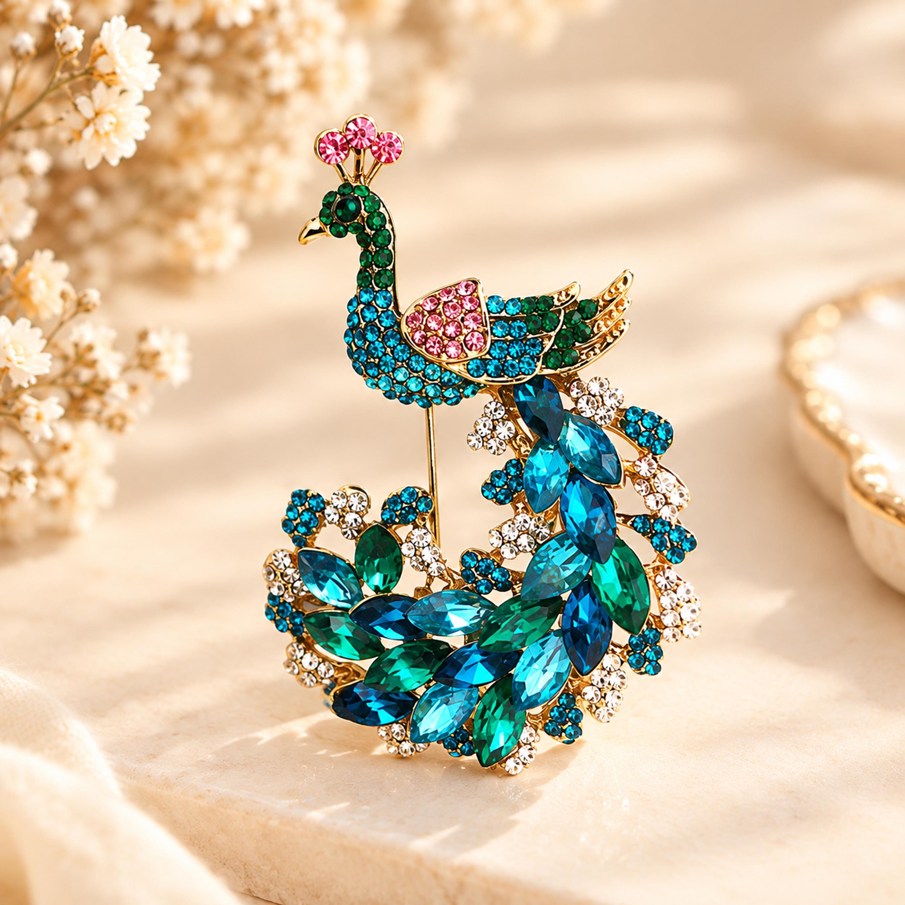 Peacock Brooch Sparkle - Etsy
