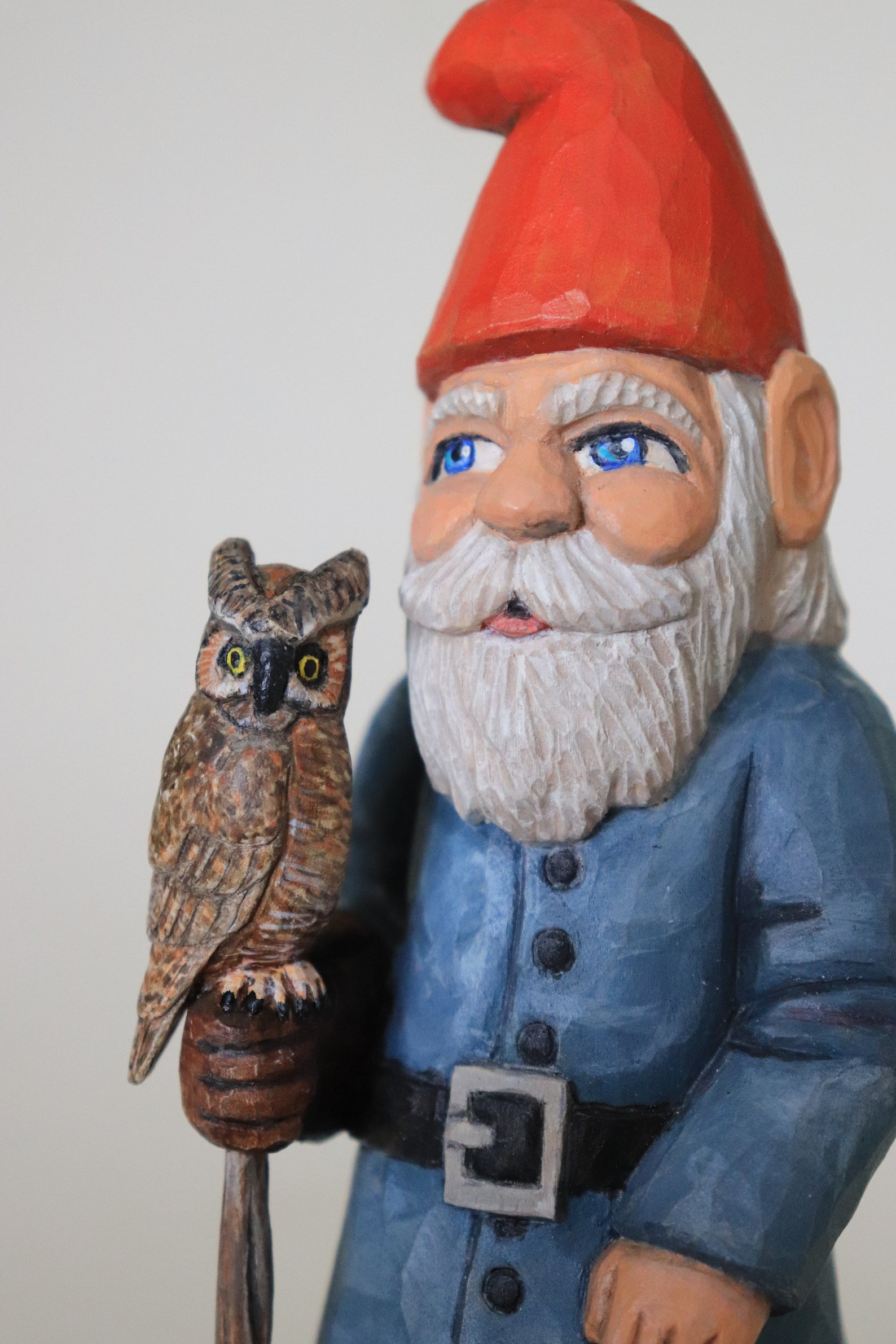 Garden Gnome Wood Carving Hand Carved One of a Kind Wood Carved Figure