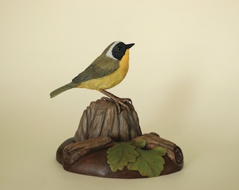 Common Yellowthroat Wood Carving Handmade Realistic Bird Figurine