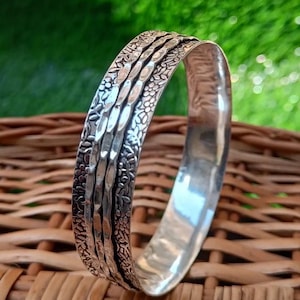 Oxidized Spinner Silver Bangle, 925 Sterling Silver Bangle, Handmade Indian Jewelry, Boho Tribal Cuff, Floral Engraved Silver Bangle, Gift