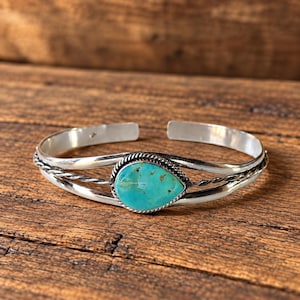 Kingman Turquoise Cuff Bangles, 925 Sterling Silver Bangle, Handmade Bangle, Adjustable Bangle, Gemstone Bangle, Unisex Bangle, Boho Bangle