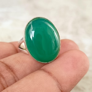 Green Onyx Ring, 925 Sterling Silver Ring, Handmade Ring, Onyx Jewelry, Gemstone Ring, Statement Ring, Dainty Ring, Gift Her