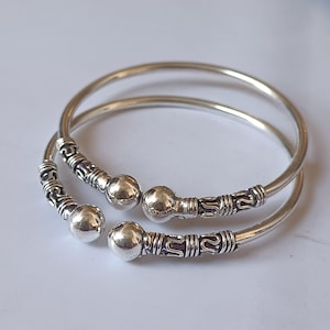 2 Set of Bangle, Handmade Bangle, 925 Sterling Silver Bangle, Stackable Bangle, Adjustable Bangle, Charm Bangle, Cuff Bracelet, Boho Bangle