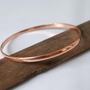 100 % Pure Copper Bangle Charm Bracelet, Minimalist Thin Stackable Bangle, Handmade Everyday Bracelet, Simple Elegant Gift for Women