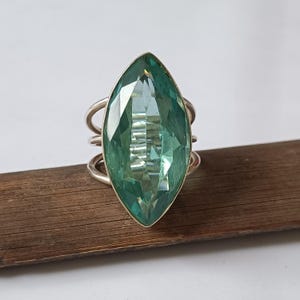Aquamarine Ring, Handmade Silver Ring, Large Blue Gemstone, Statement Ring, Boho Jewelry, Aquamarine Jewelry, March Birthstone, Gift Her