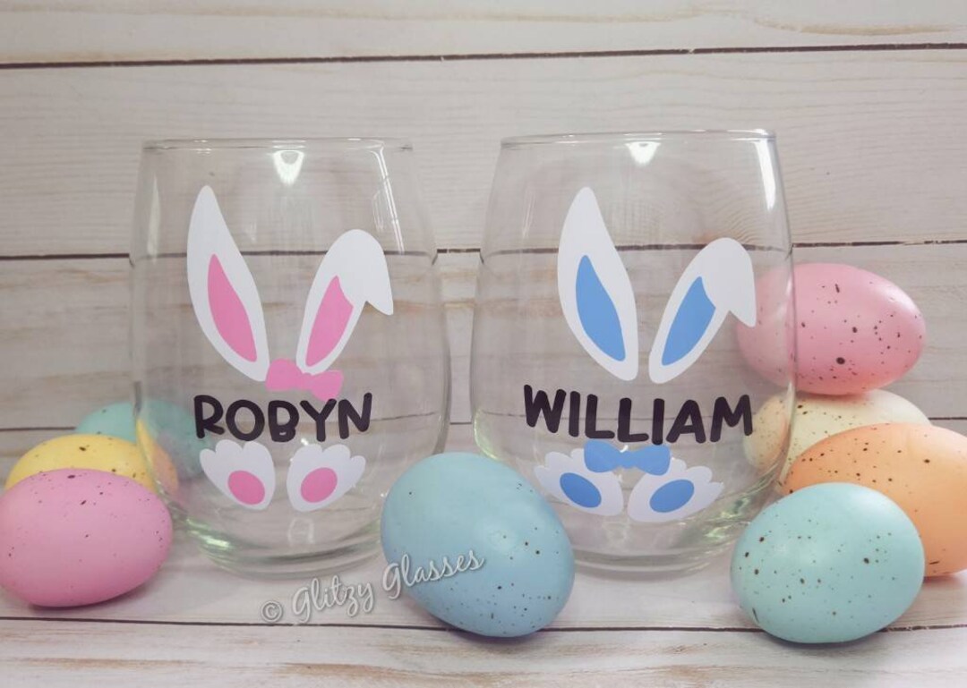 Personalized Easter Wine Glass, Adult Easter Gift, Easter Party Cups