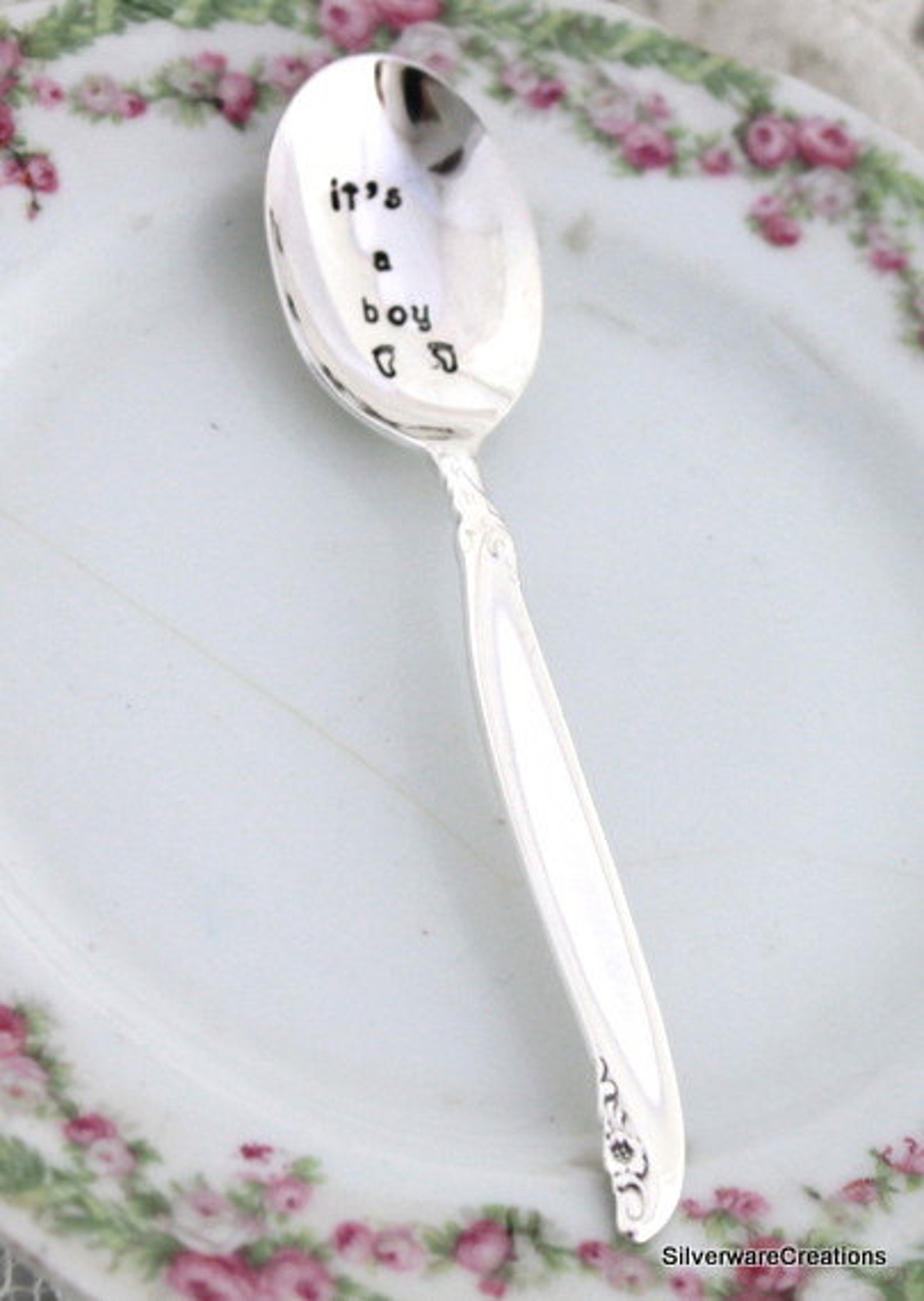 Silverware Spoon Baby Shower Gift Spoon Hand Stamped Etsy