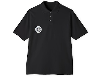 Poloshirt met verweven knooplogo | Piquépolo heren, borst- en rugembleem