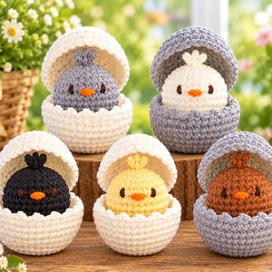 Virkad kyckling i ägg Amigurumi-mönster (PDF)