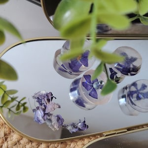 Set of 4 Purple Flower Resin Drawer Knobs | Botanical Cabinet Handles | Cottagecore Dresser Hardware